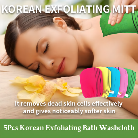 5PCS KOREAN EXFOLIATING BATH WASHCLOTH